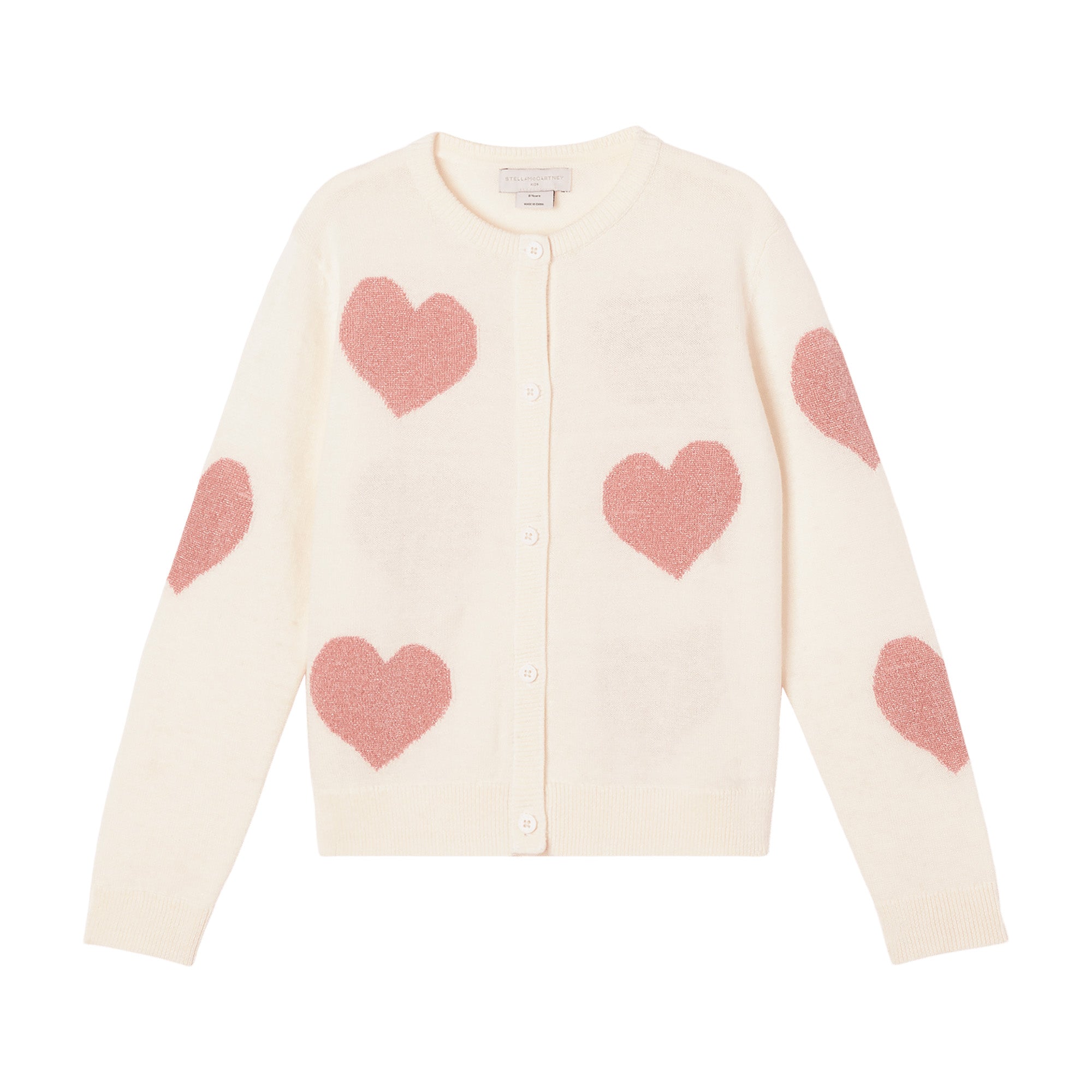 Girls White Heart Cotton Cardigan