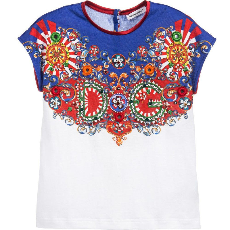 Girls Multicolor Printed Blouse With Gems Trims - CÉMAROSE | Children's Fashion Store - 1