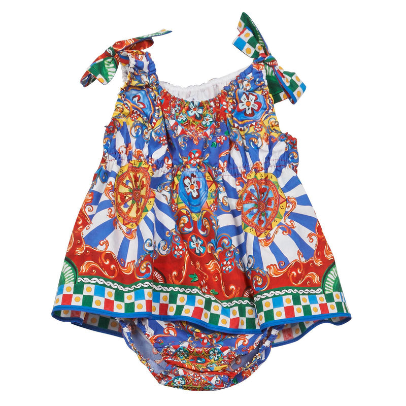 Baby Girls Teatro Pupi Printed Bow Straps Dress - CÉMAROSE | Children's Fashion Store - 1
