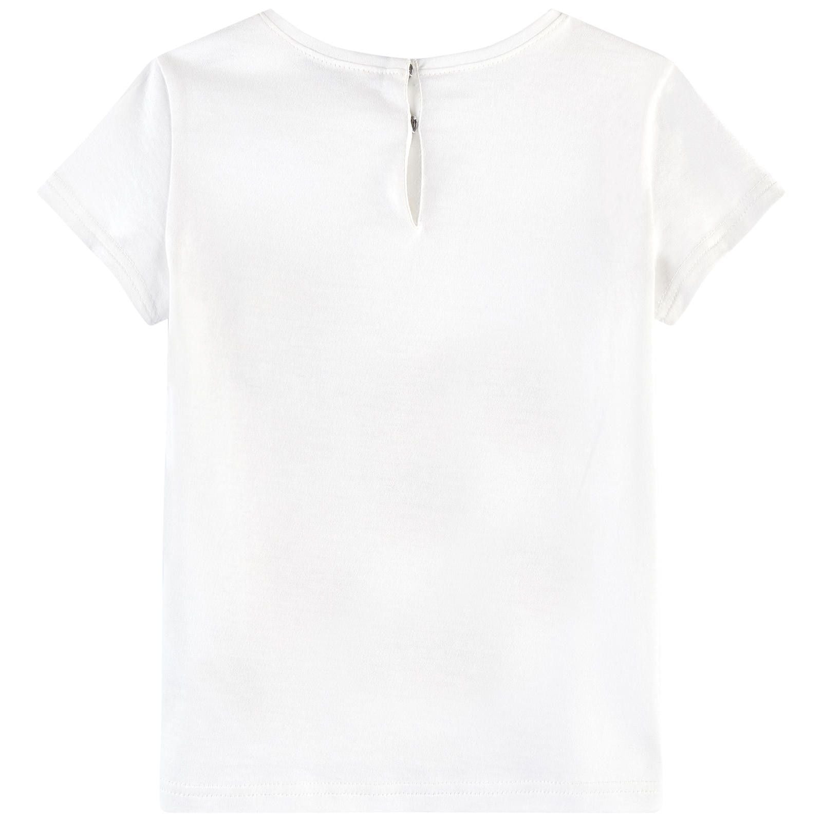 Girls White T-Shirt With Flower Print - CÉMAROSE | Children's Fashion Store - 2