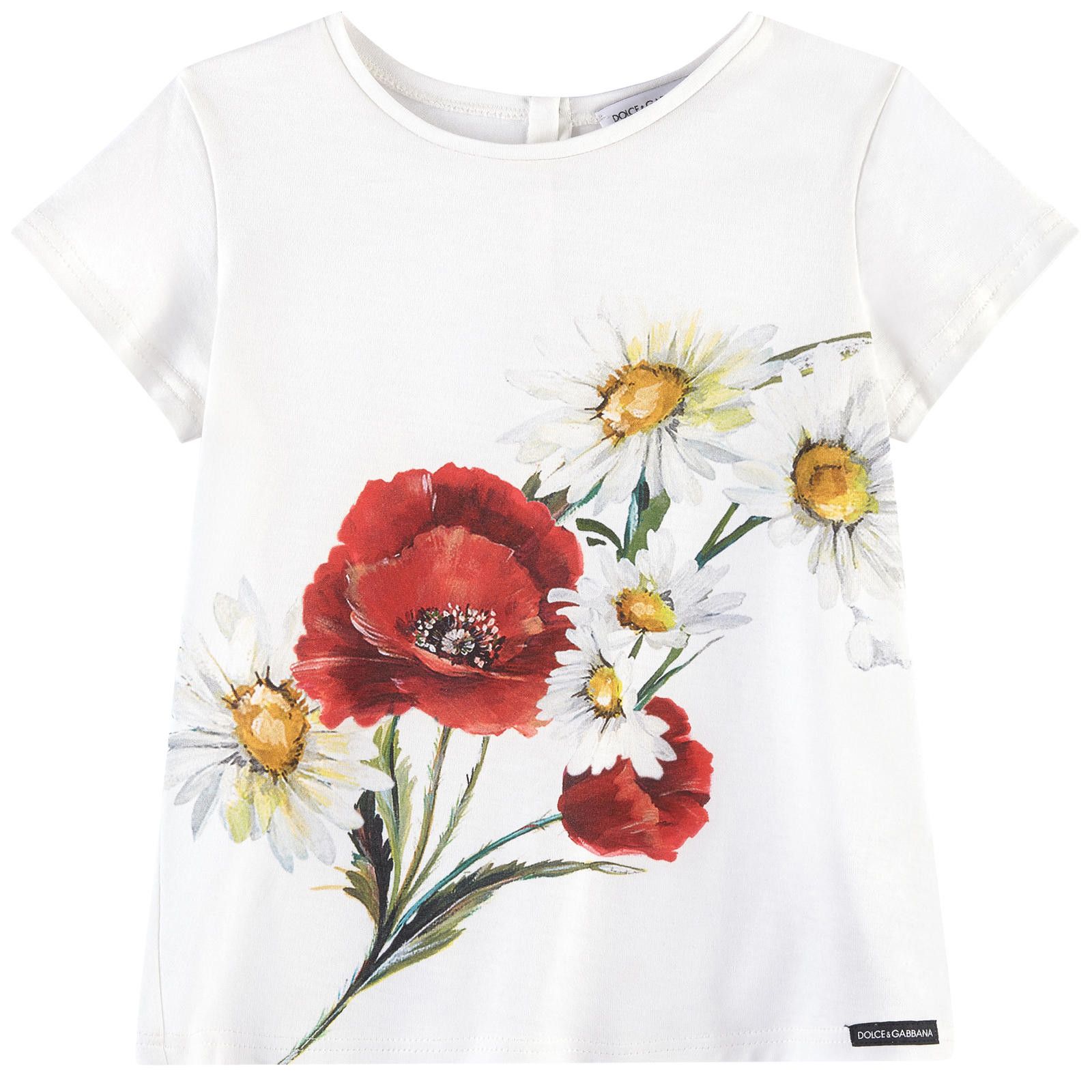 Girls White T-Shirt With Flower Print - CÉMAROSE | Children's Fashion Store - 1