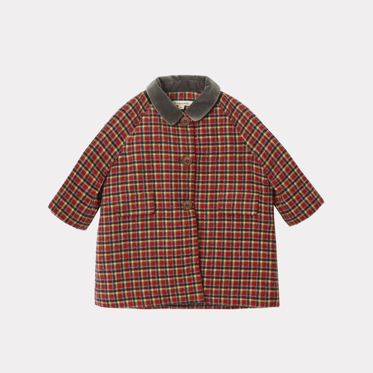 Baby Boys & Girls Red Check Wool Coat