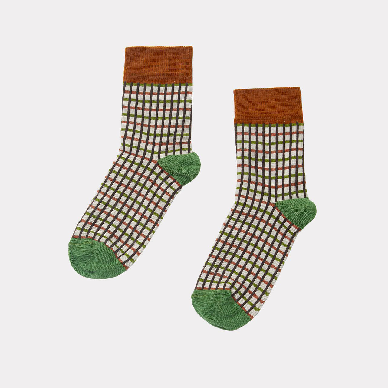 Boys & Girls Green Check Cotton Socks