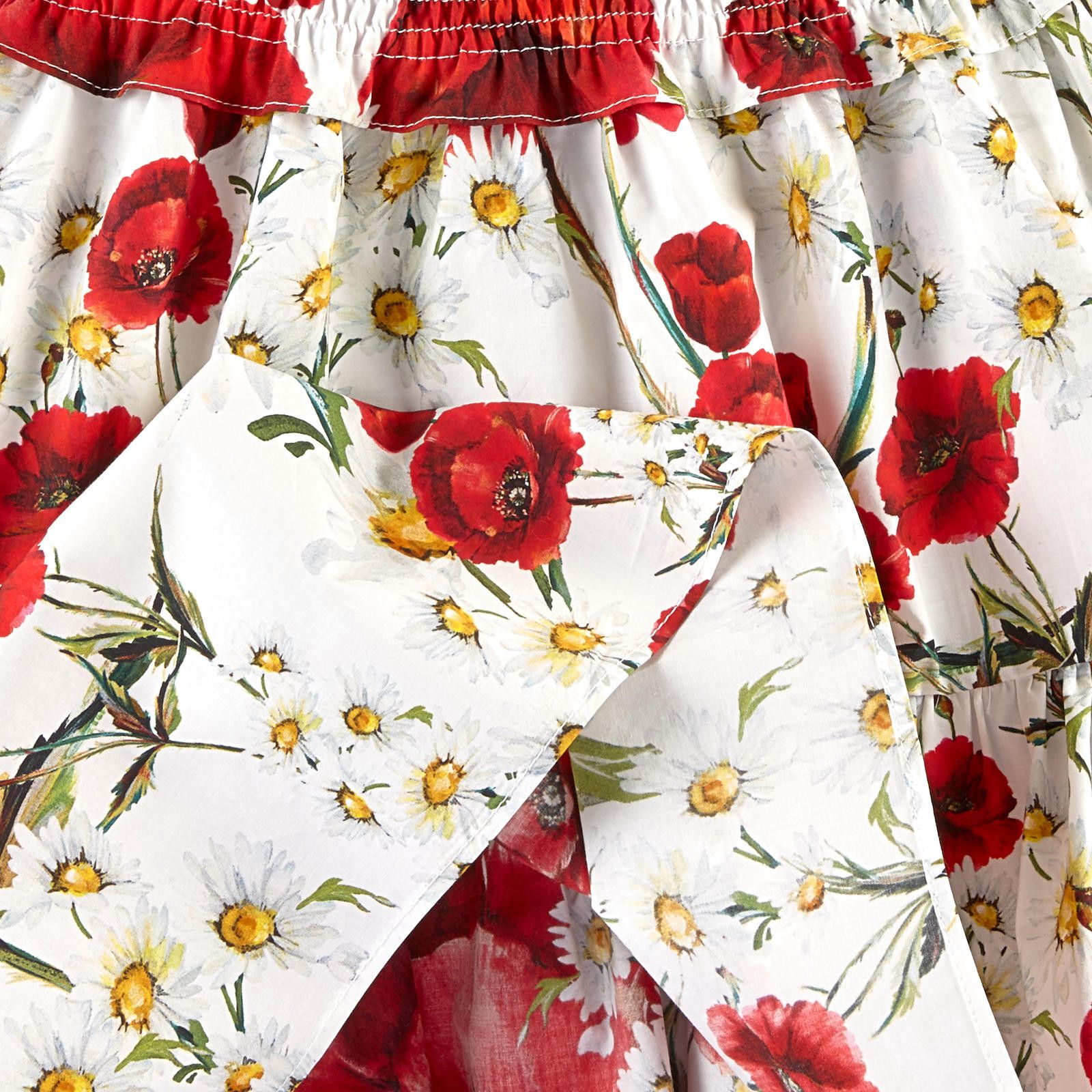 Girls White Cotton Flower Printed Short Sleeve Dress - CÉMAROSE | Children's Fashion Store - 3