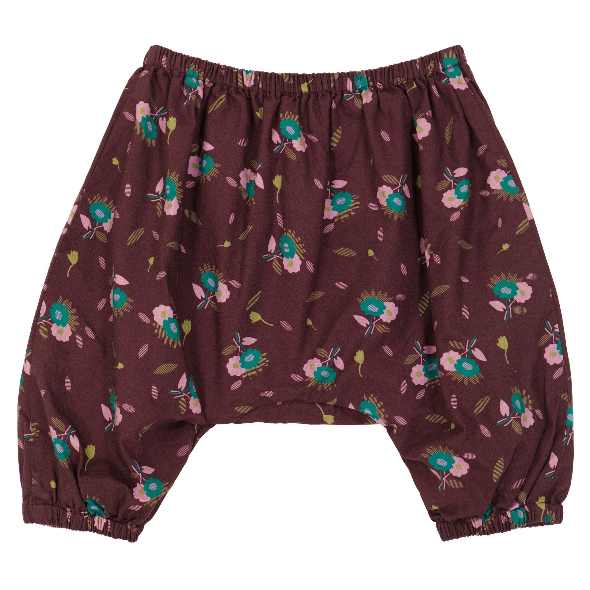 Baby Girls Brown Flowers Printed Cotton Trousers