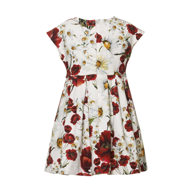 Girls White Dress With Red&Yellow Flower Print - CÉMAROSE | Children's Fashion Store - 2