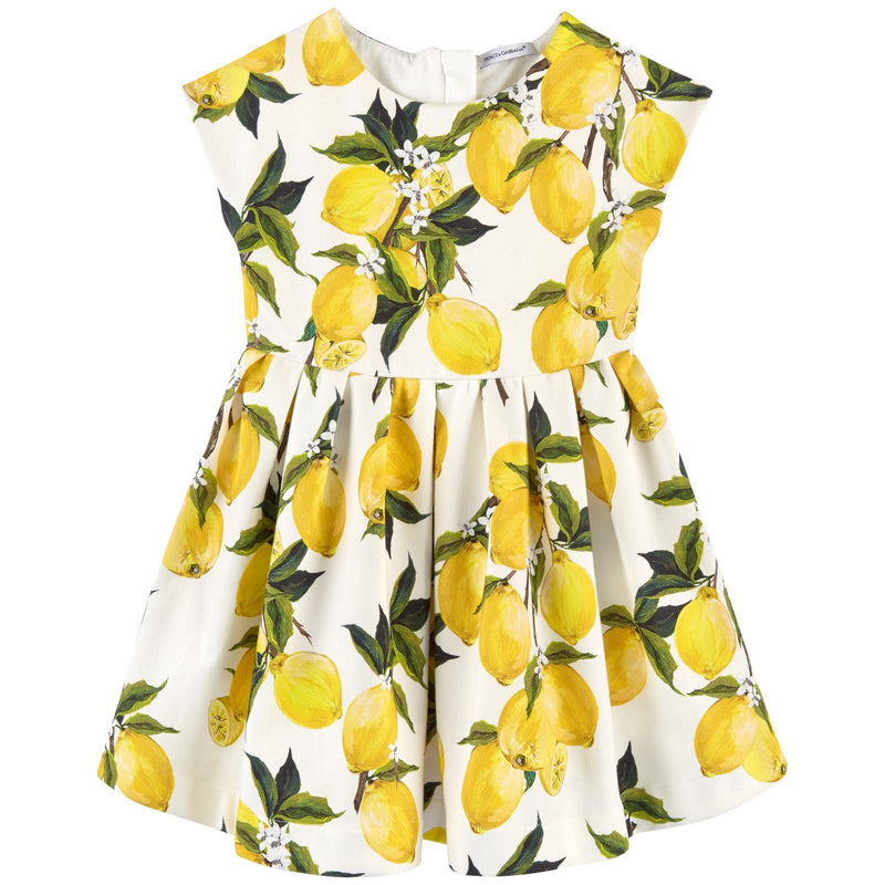 Girls White&Yellow Fruits Printed Dress - CÉMAROSE | Children's Fashion Store - 1