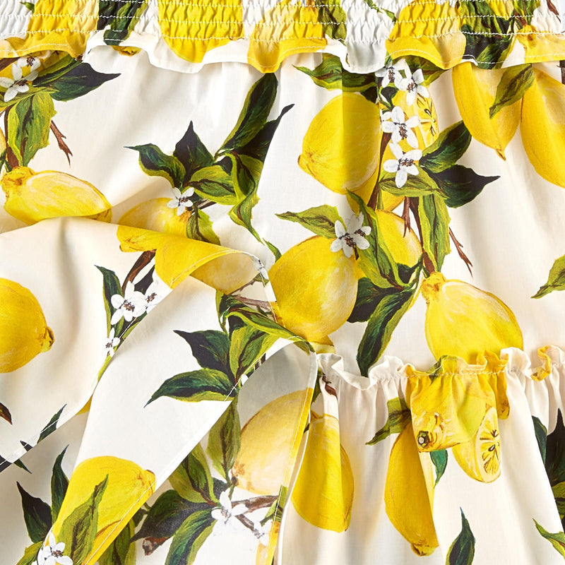 Girls White Lemons Printed Ruffled Dress - CÉMAROSE | Children's Fashion Store - 3