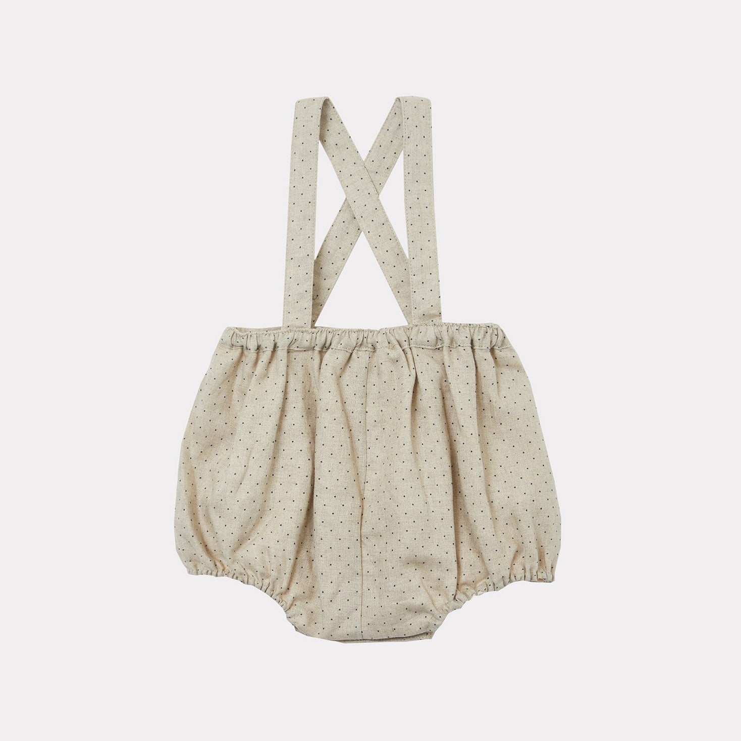 Baby Girls Cream Dots Linen Babysuit
