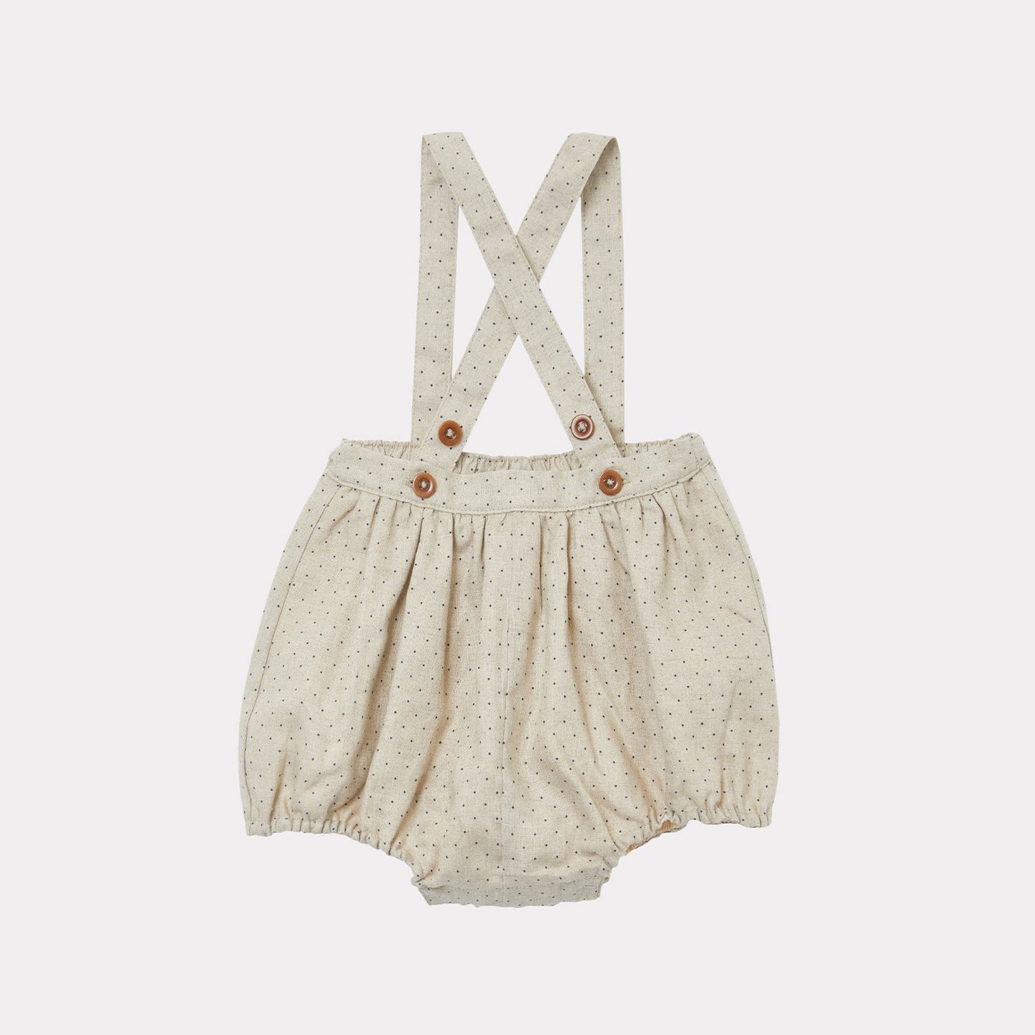Baby Girls Cream Dots Linen Babysuit