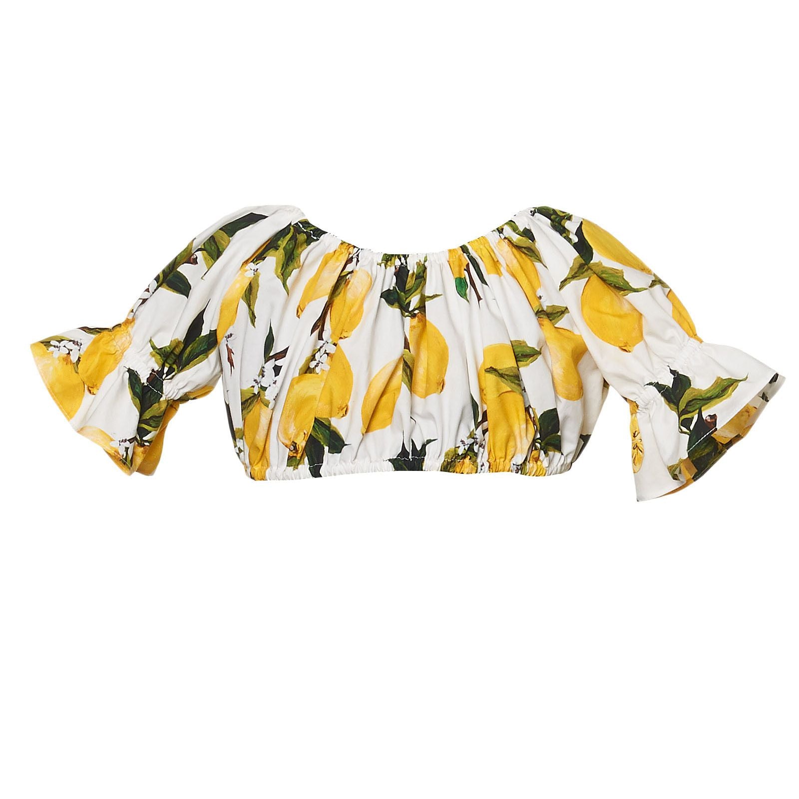 Girls White Cotton Lemons Printed Blouse - CÉMAROSE | Children's Fashion Store - 1