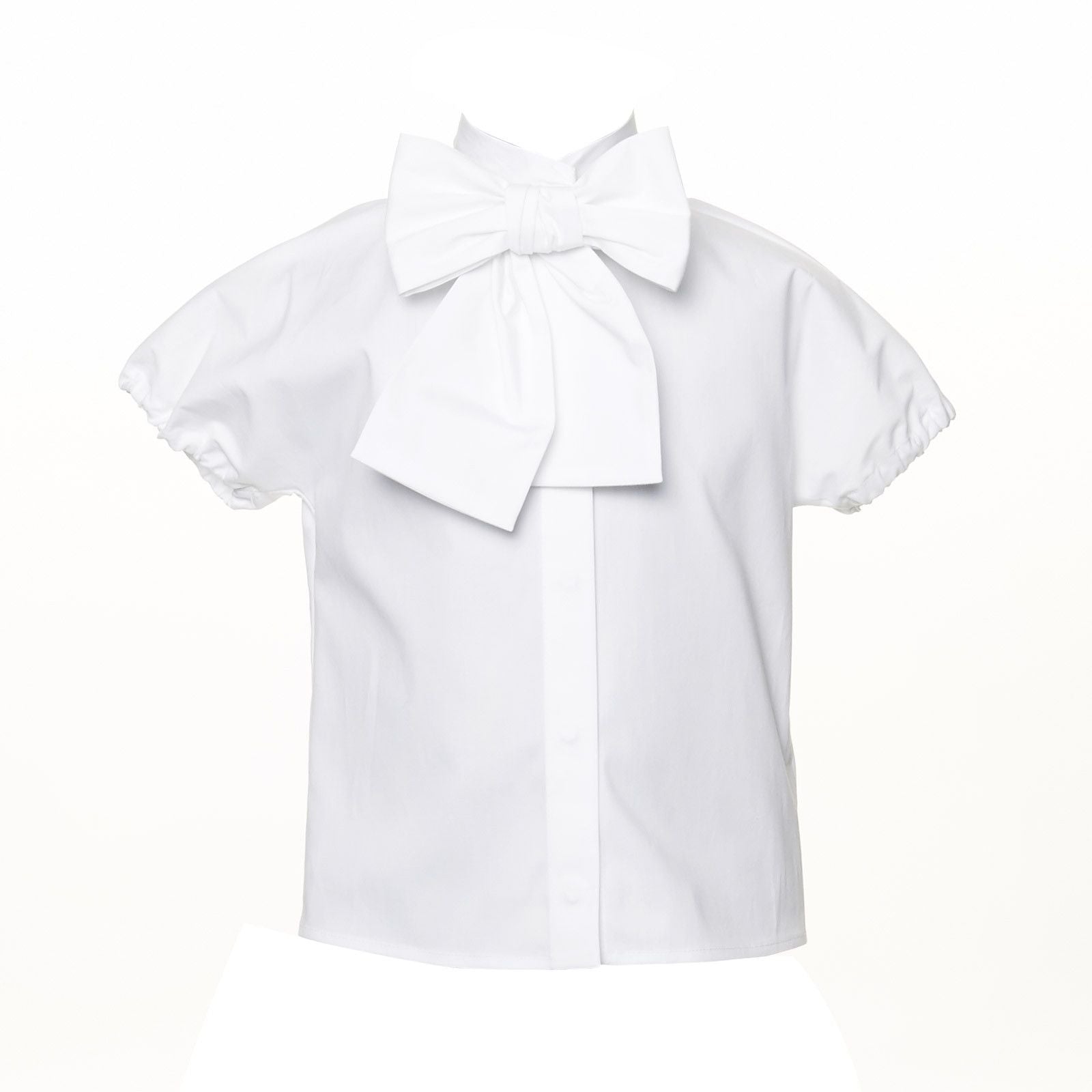 Girls Ivory Short Sleeve Blouse With Bow Trims - CÉMAROSE | Children's Fashion Store - 1
