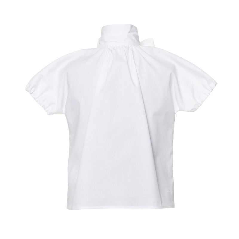 Girls Ivory Short Sleeve Blouse With Bow Trims - CÉMAROSE | Children's Fashion Store - 2