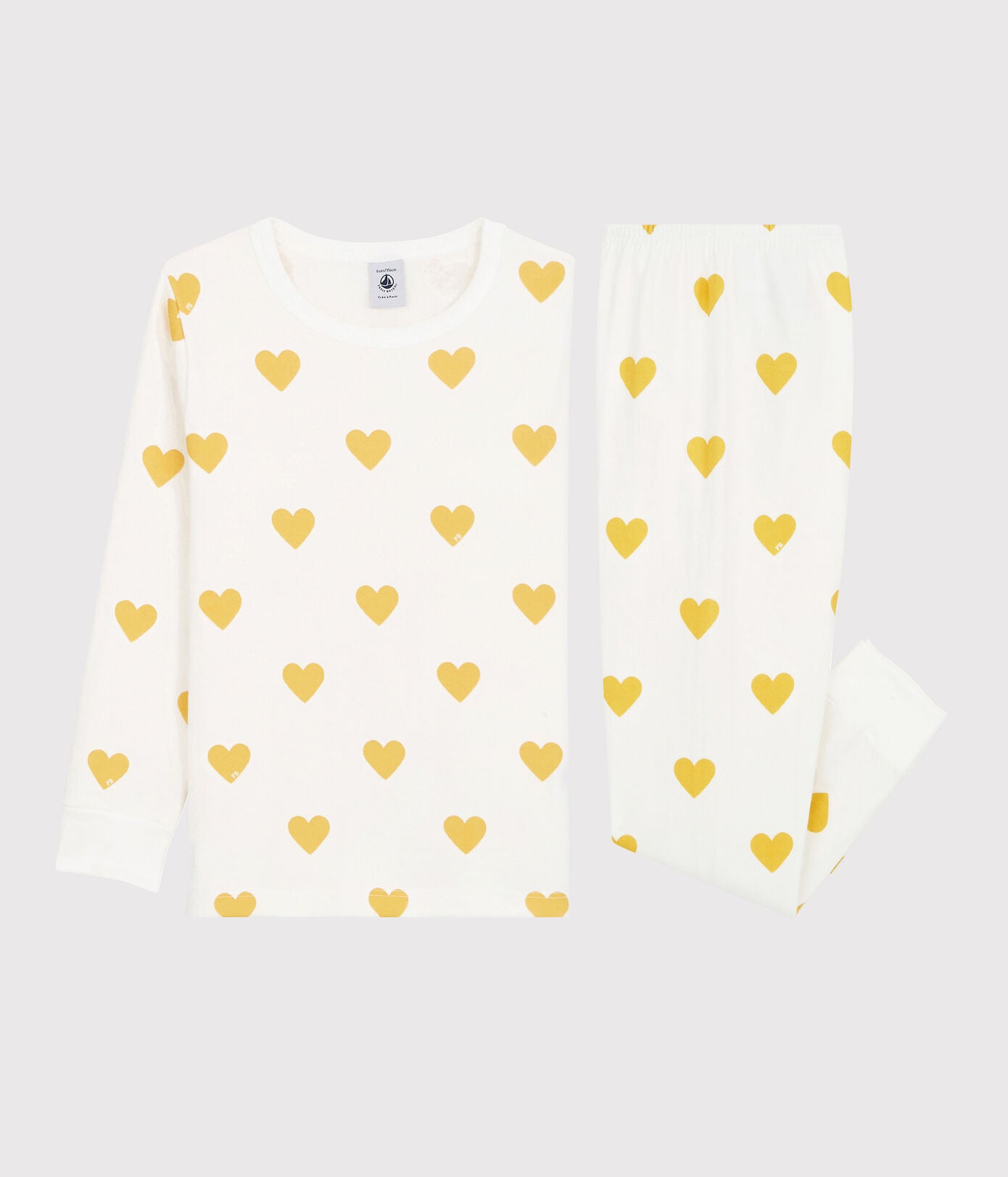 Girls White Heart Cotton Nightwear Set