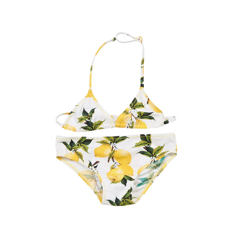 Girls White Lemons Printed Bikini - CÉMAROSE | Children's Fashion Store - 1