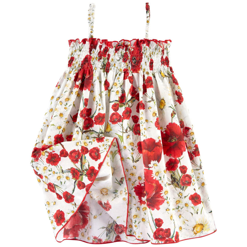Girls White Cotton Flower Printed Backless Dress - CÉMAROSE | Children's Fashion Store - 2
