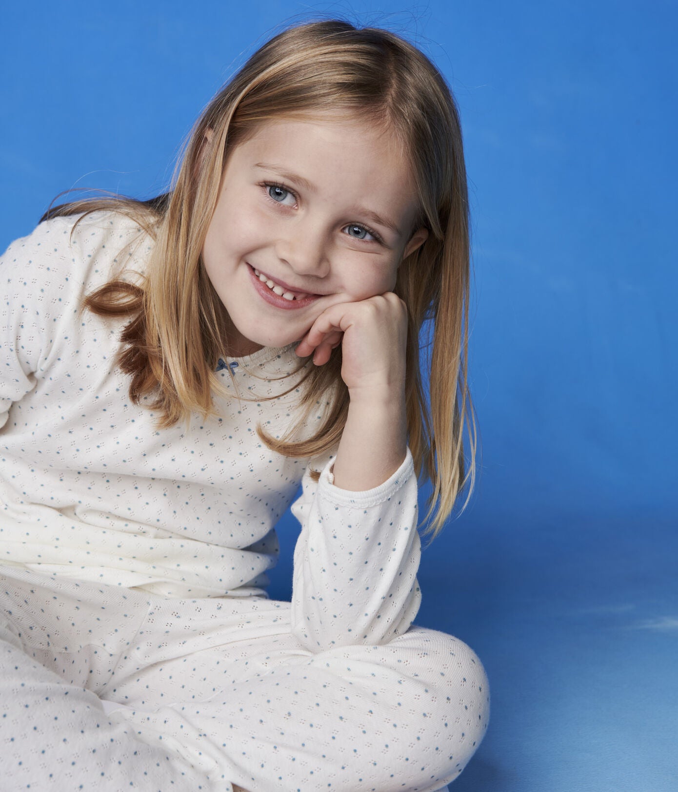 Girls White Printed Cotton Nightwear Set