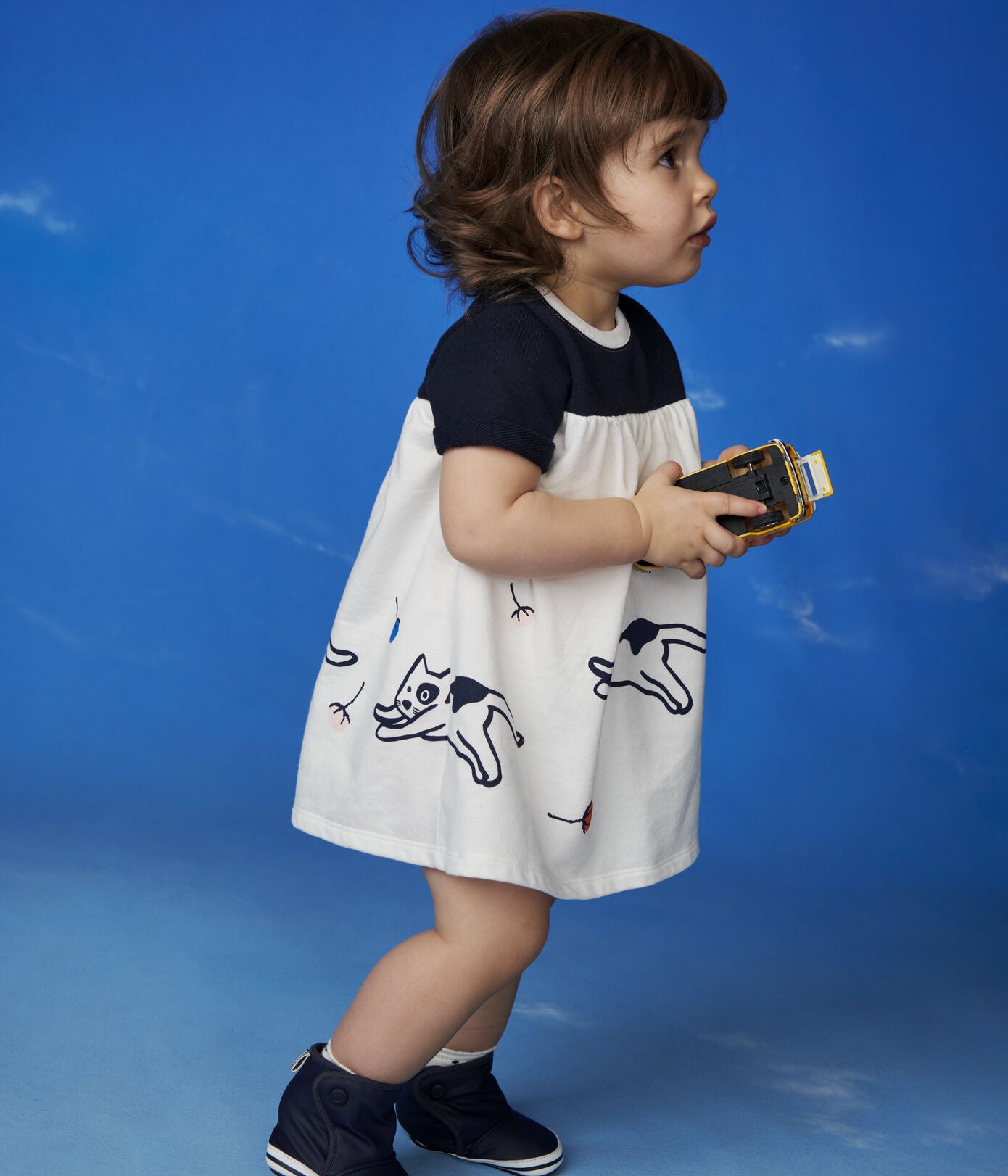 Baby Girls White Printed Cotton Dress