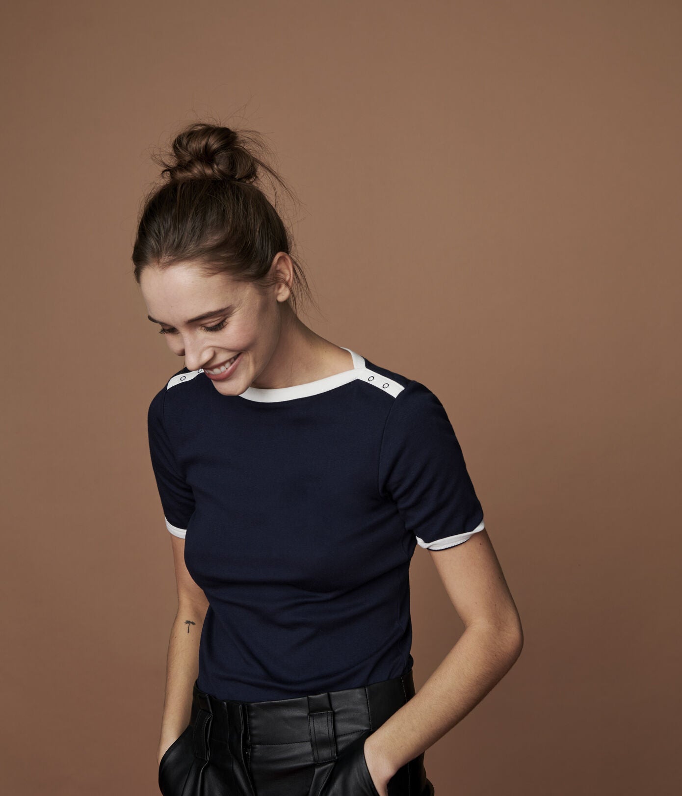 Girls Navy Cotton T-Shirt