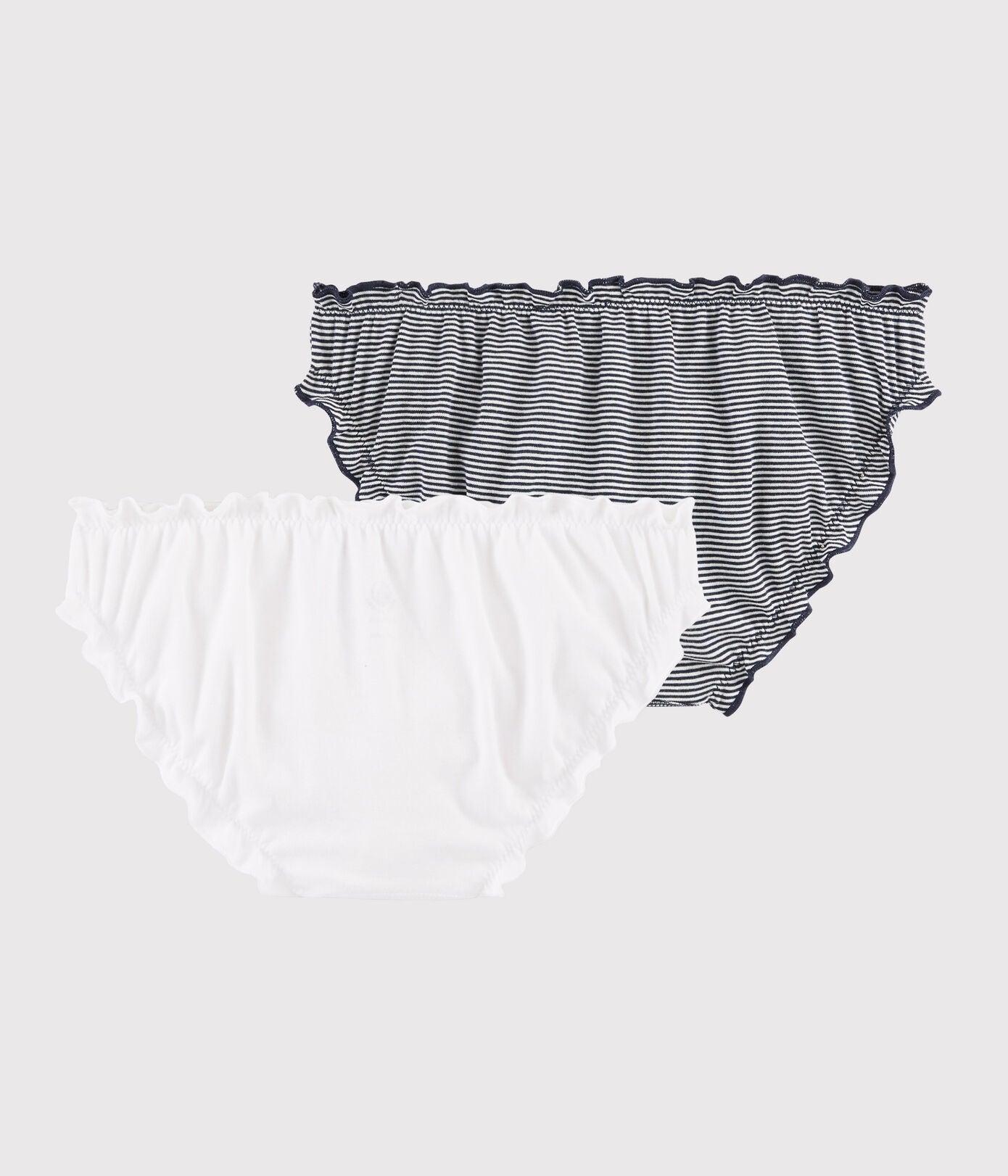 Girls White & Black Cotton Underwear Set