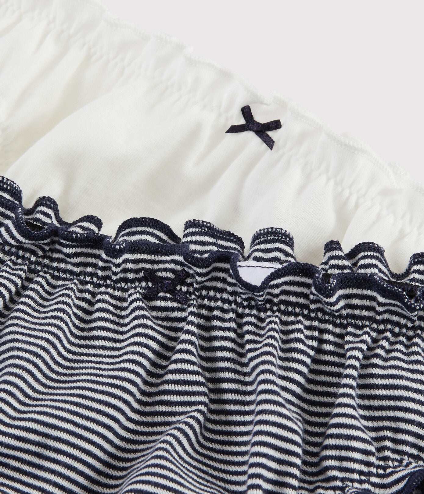 Girls White & Black Cotton Underwear Set