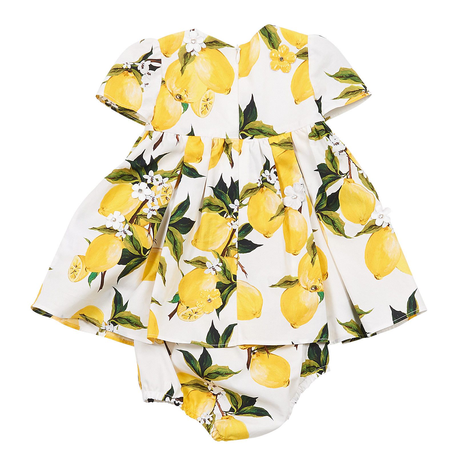 Baby Girls White Lemons Printed Dress With Bodysuit - CÉMAROSE | Children's Fashion Store - 2