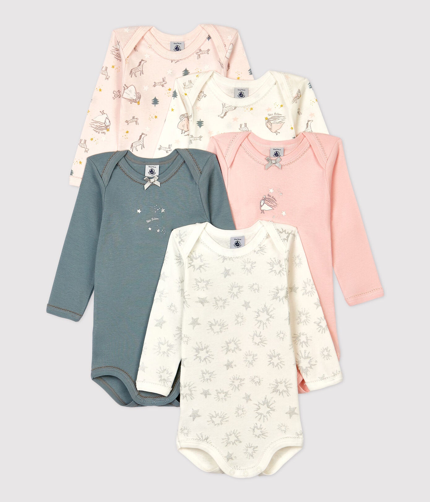Baby Girls Multicolor Cotton Babysuit Set(5 Pack)