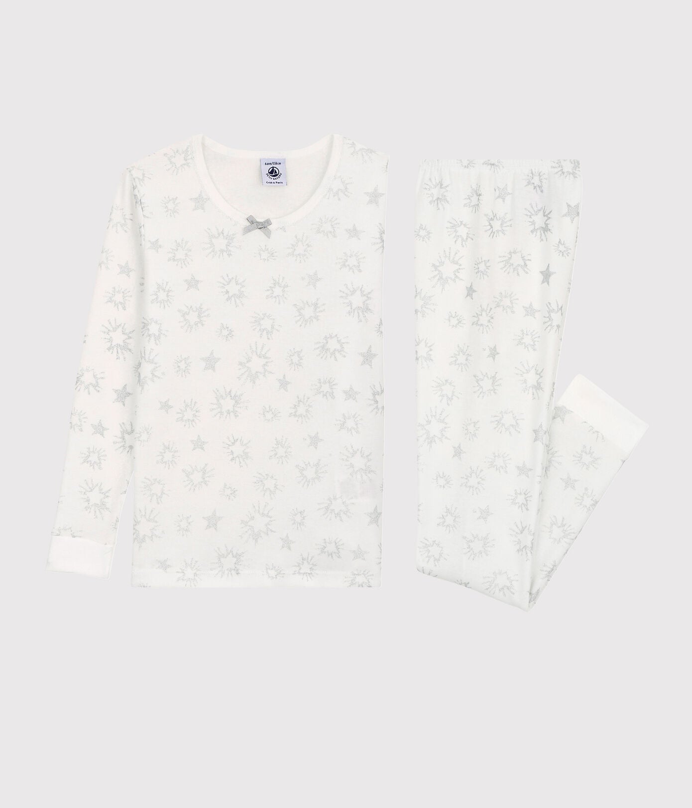 Girls White Stars Cotton Nightwear Set