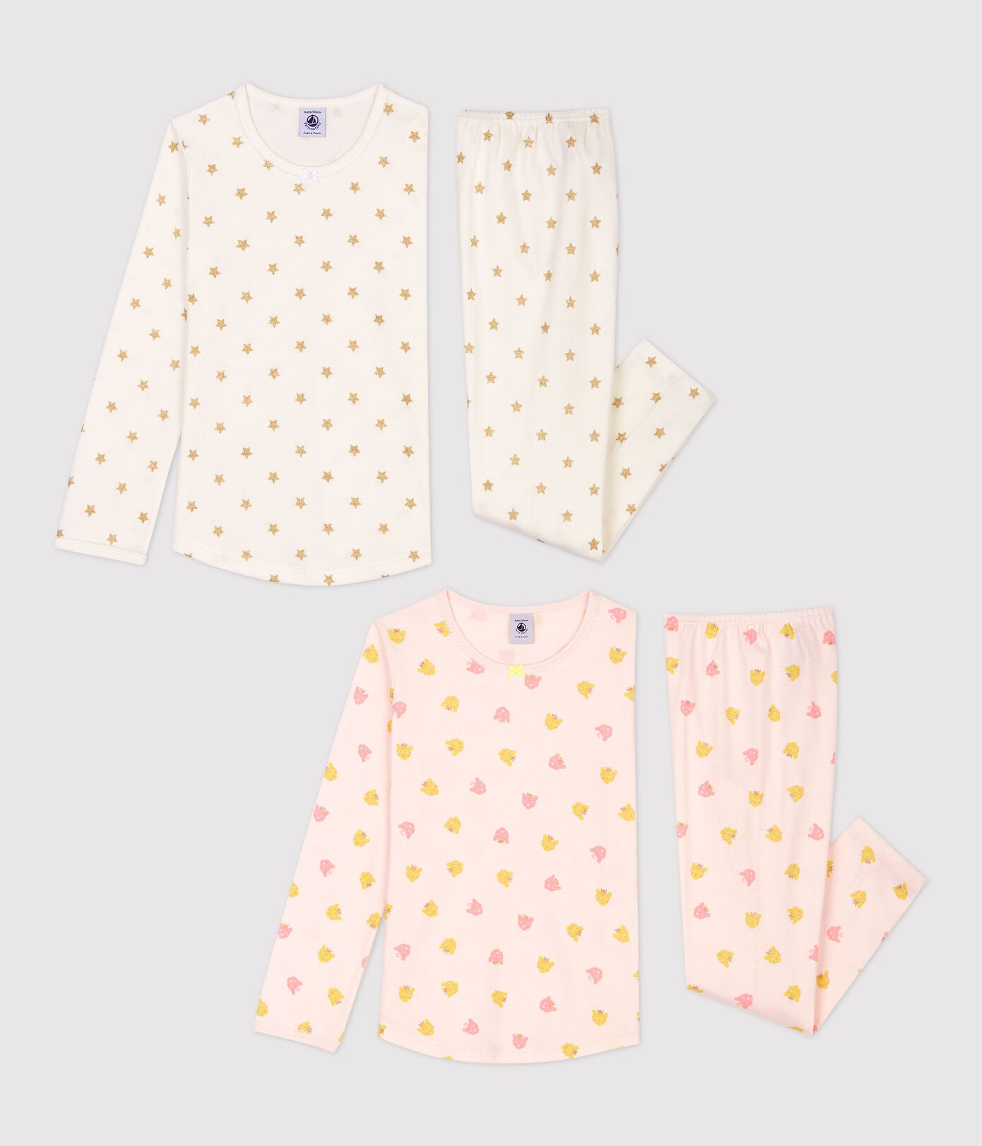 Girls Pink Printed Cotton Nightwear Set(2 Pack）