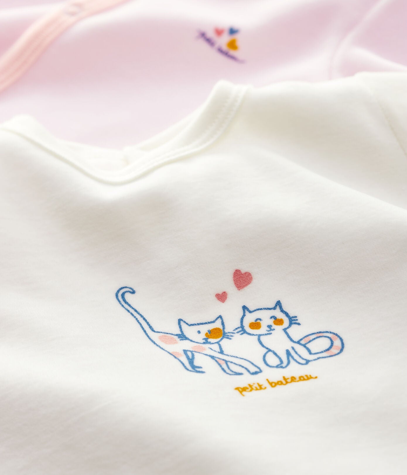 Baby Girls Pink & White Cotton Babysuit Set (2 Pack)