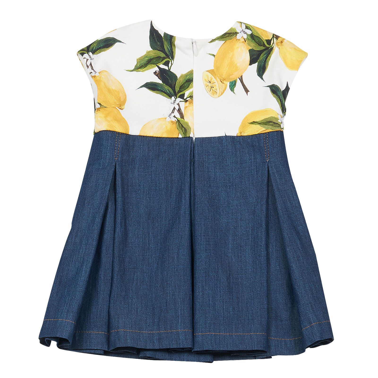 Baby Girls White Top&Blue Bottom Lemons Printed Dress - CÉMAROSE | Children's Fashion Store - 2