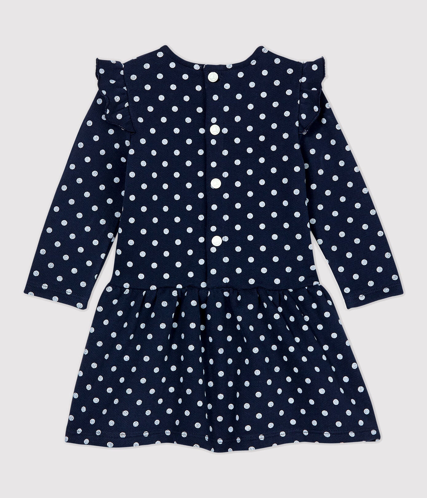 Baby Girls Navy Dots Cotton Dress