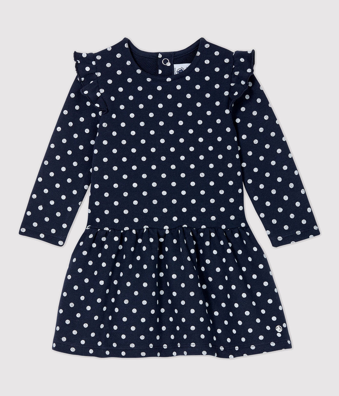 Baby Girls Navy Dots Cotton Dress