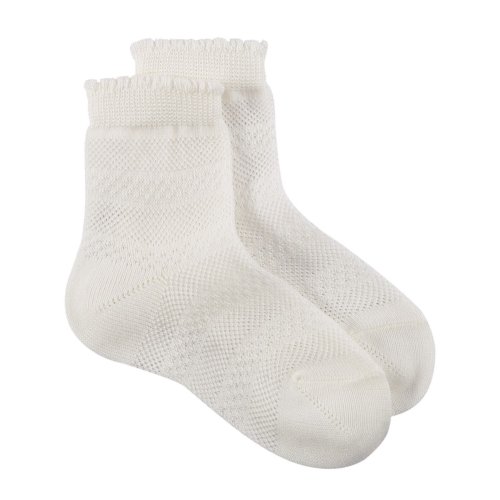 Girls Milk White Hollow Cotton Short Socks - CÉMAROSE | Children's Fashion Store