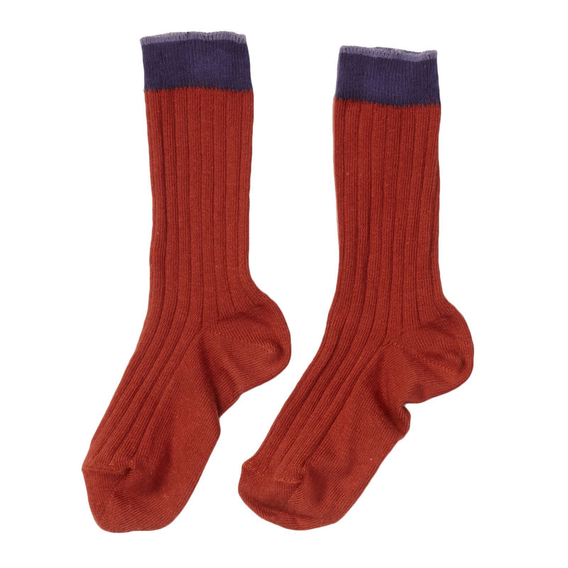 Boys&Girls Rust Red Low Ribbed Knitted Socks - CÉMAROSE | Children's Fashion Store