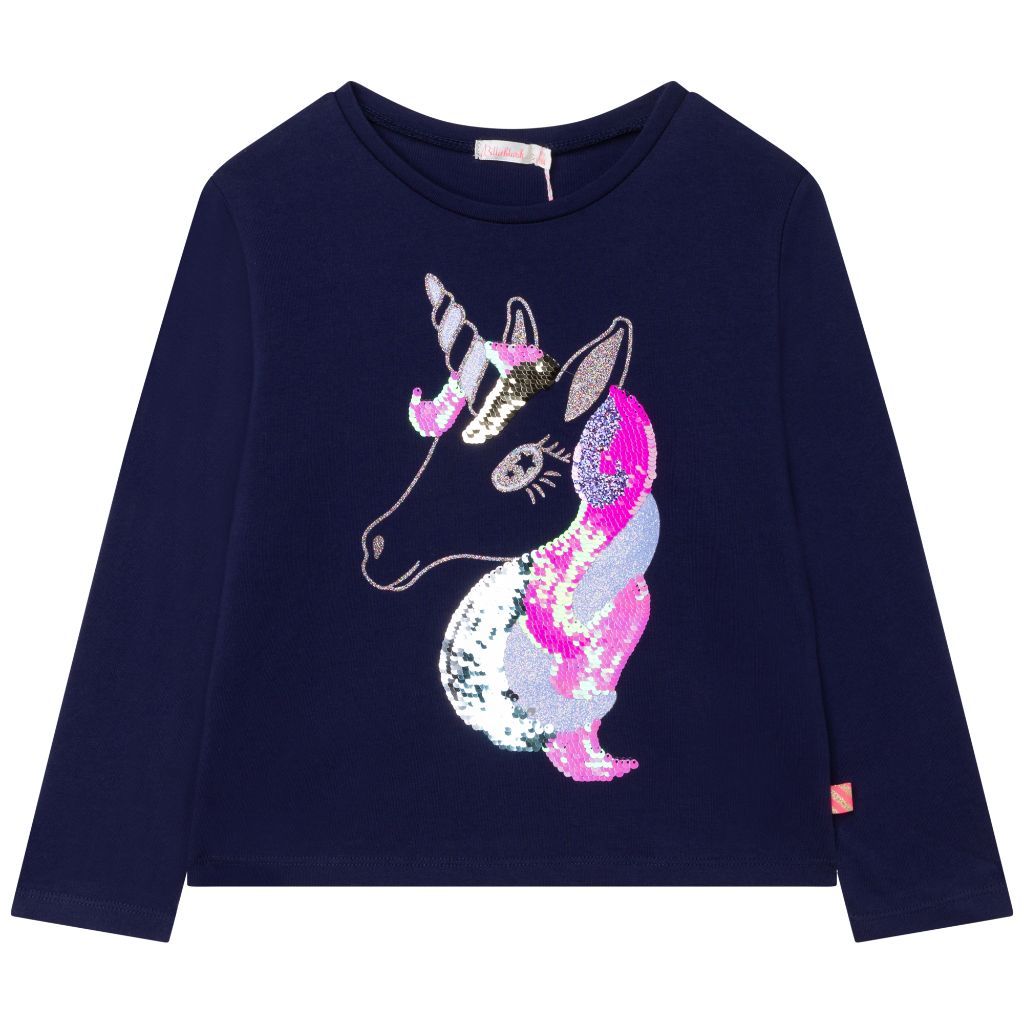 Girls Navy Cotton T-Shirt