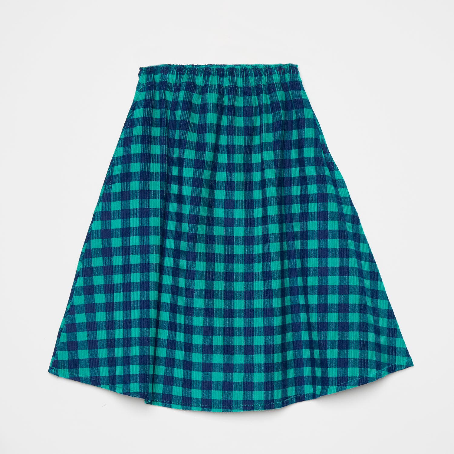 Girls Blue Check Corduroy Skirt