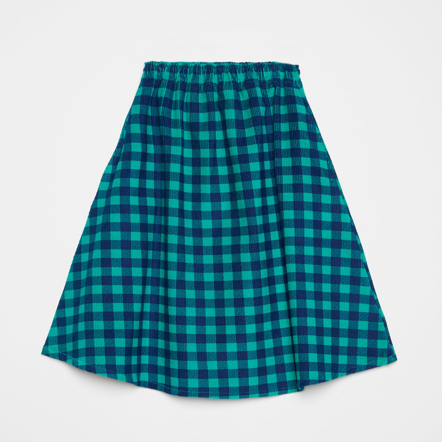 Girls Blue Check Corduroy Skirt