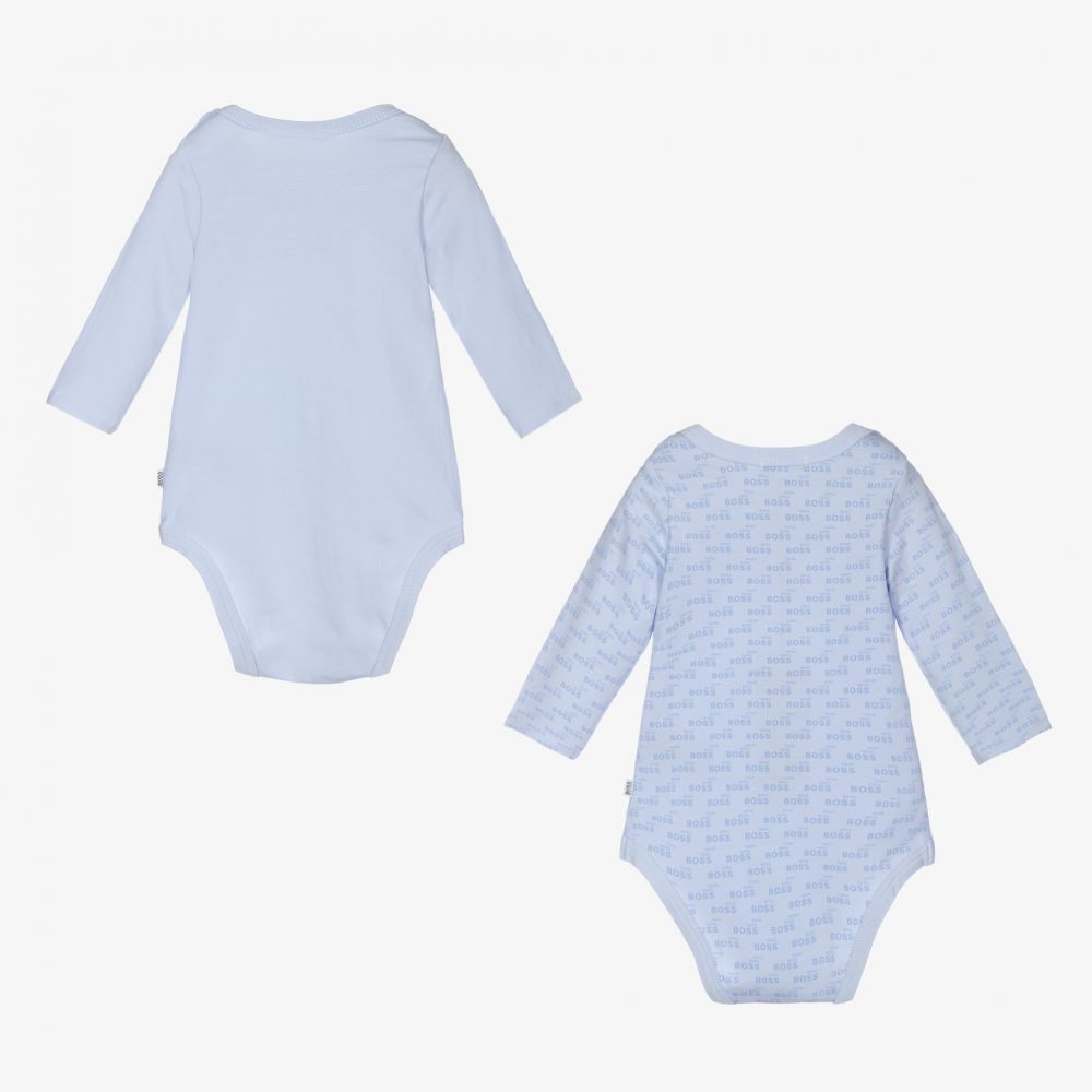 Baby Boys Blue Logo Cotton Babysuit Set (2 Pack)