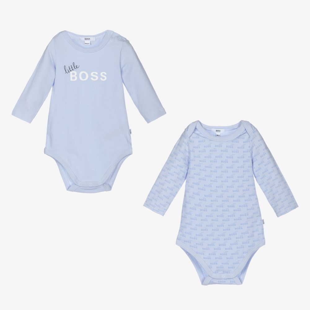 Baby Boys Blue Logo Cotton Babysuit Set (2 Pack)