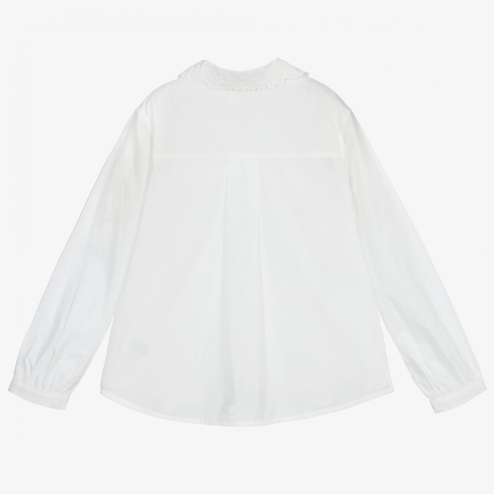 Girls White Embroidered Blouse