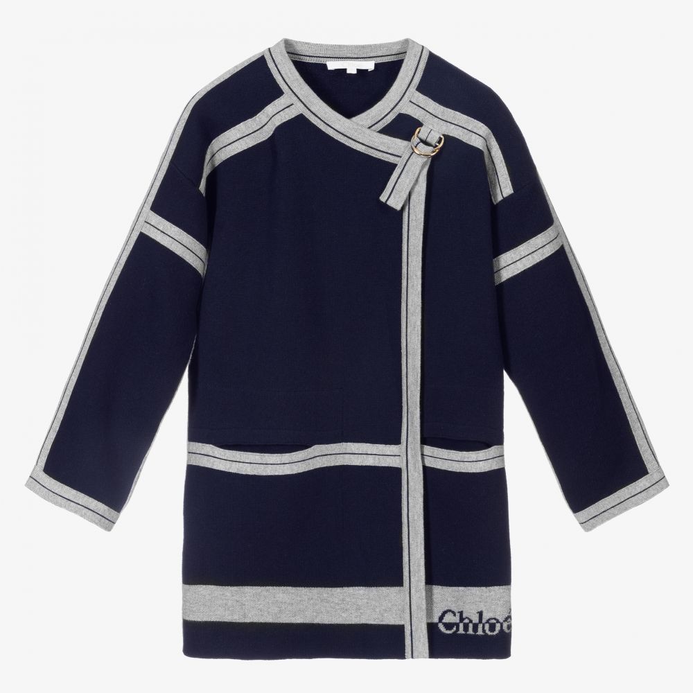 Girls Blue Knitted Coat
