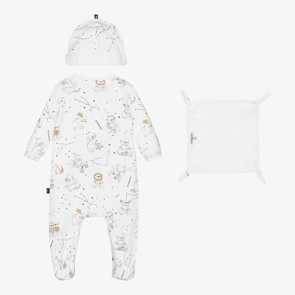 Baby Boys & Girls White Cotton Babysuit Set