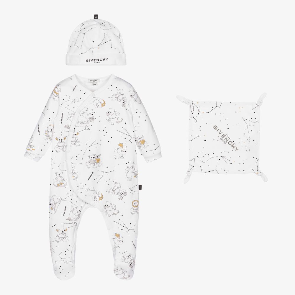 Baby Boys & Girls White Cotton Babysuit Set