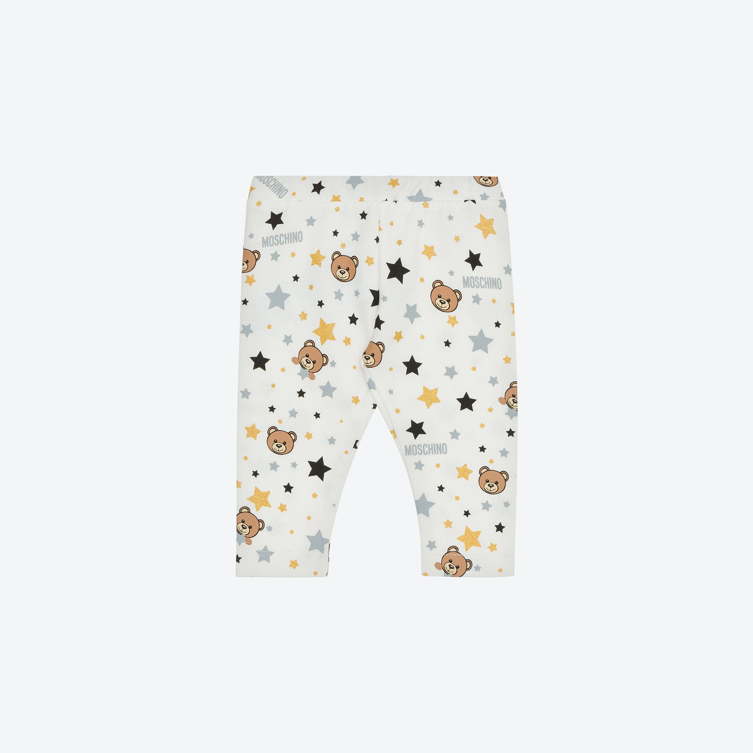 Baby Girls White Stars Printed Cotton Leggings