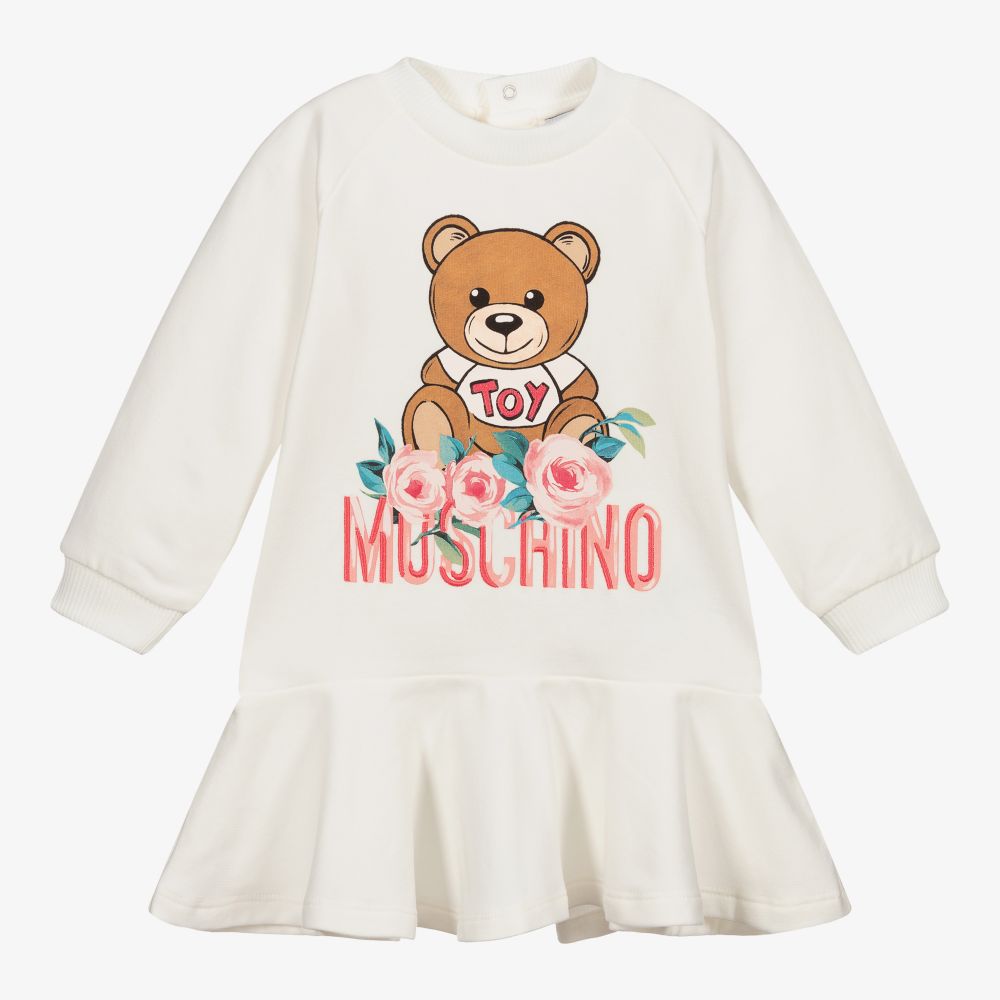 Baby Girls White Logo Cotton Dress