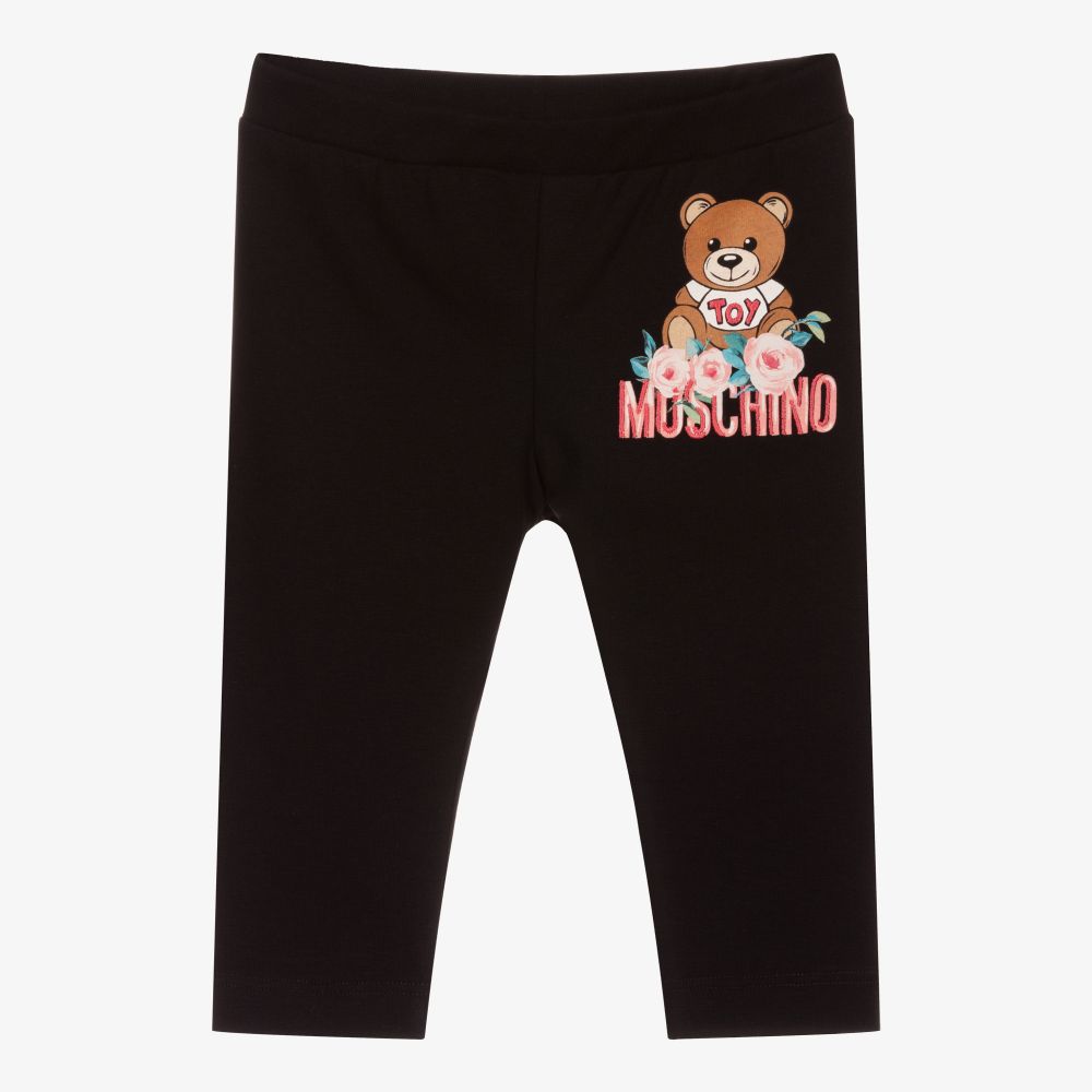 Baby Girls Black Logo Cotton Leggings