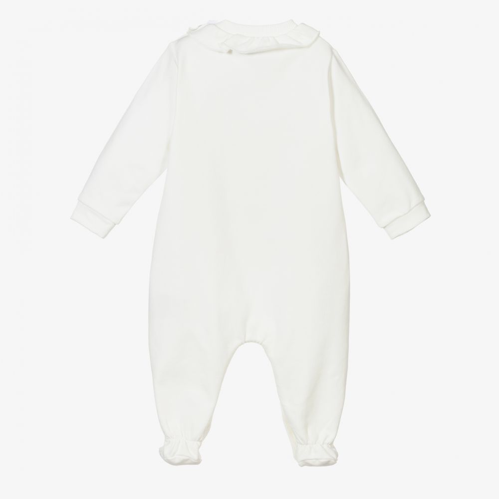 Baby Girls White Logo Cotton Babysuit
