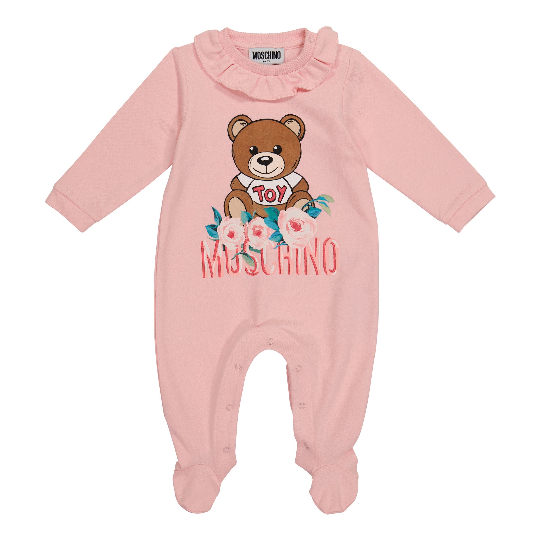 Baby Girls Pink Logo Cotton Babysuit