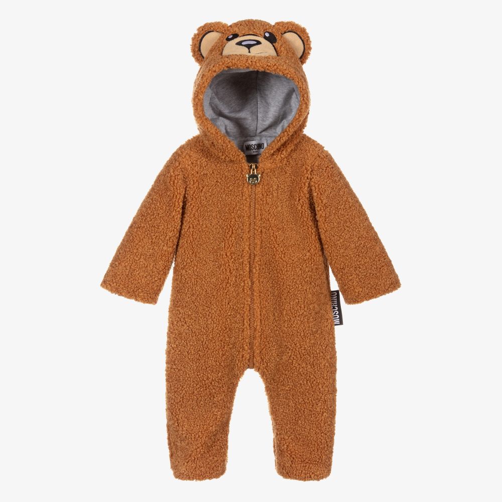 Boys & Girls Brown Teddy Babysuit